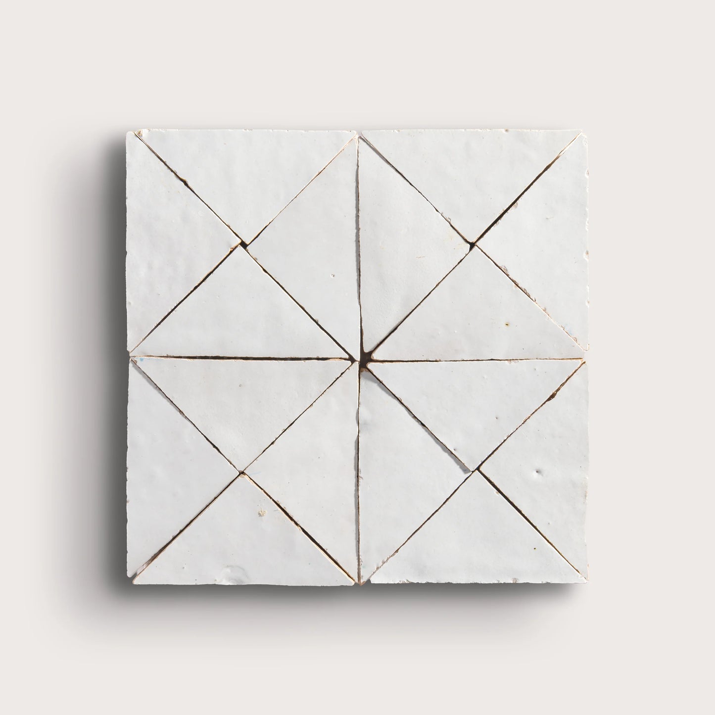 Snow White Triangle Mosaic Zellige Tile