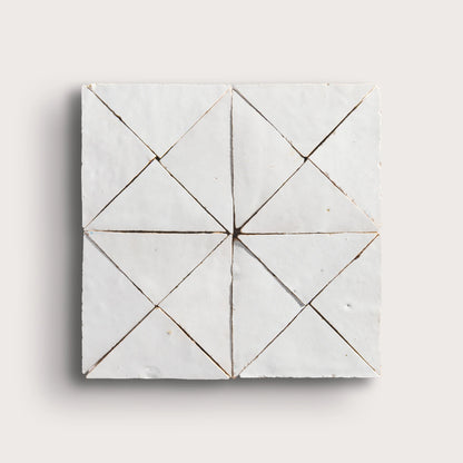 Snow White Triangle Mosaic Zellige Tile