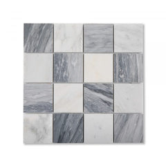 Casablanca Carrara & Bardiglio Grey Marble 3 Inch Checkerboard Mosaic Marble Tile | Honed