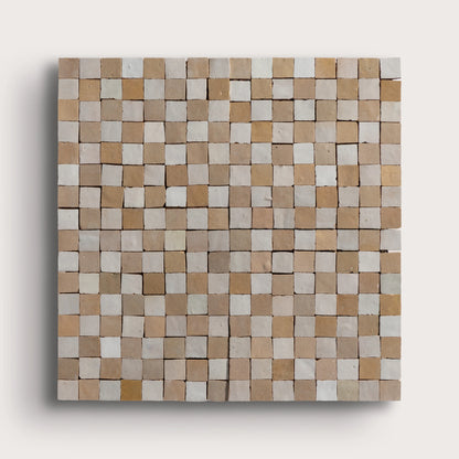 Natural White & Glazed Clay Zellige 1" Checkerboard Mosaic