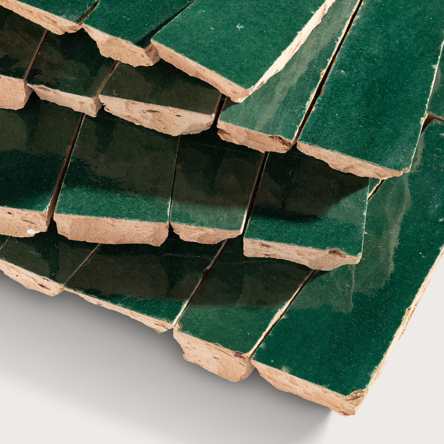 Emerald Green 1x4 Trapezoid Mosaic Zellige Tile