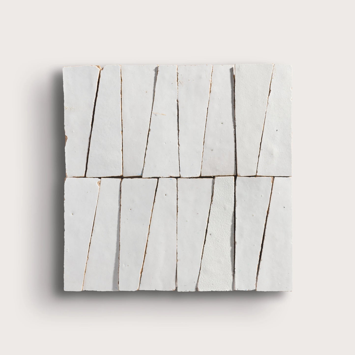 Snow White 1x4 Trapezoid Mosaic Zellige Tile