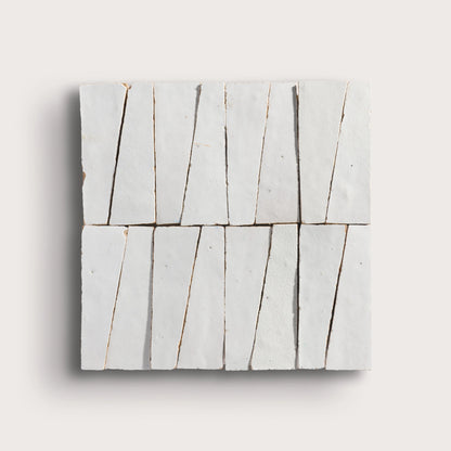Snow White 1x4 Trapezoid Mosaic Zellige Tile