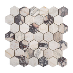 Calacatta Viola 2 Inch Hexagon Mosaic Marble Tile | Honed