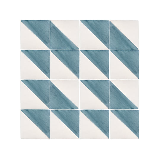 50/50 Blue 6x6 Hand Painted Artisan Ceramic Tile-Main Inventory-All Products,Patterns-Riad Tile