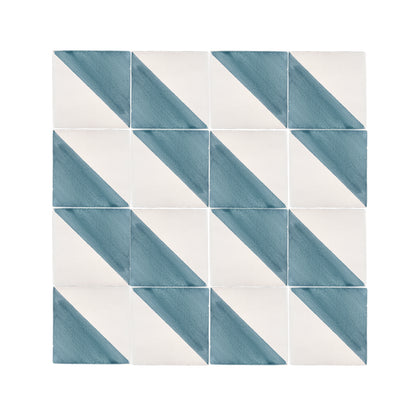 50/50 Blue 6x6 Hand Painted Artisan Ceramic Tile-Main Inventory-All Products,Patterns-Riad Tile