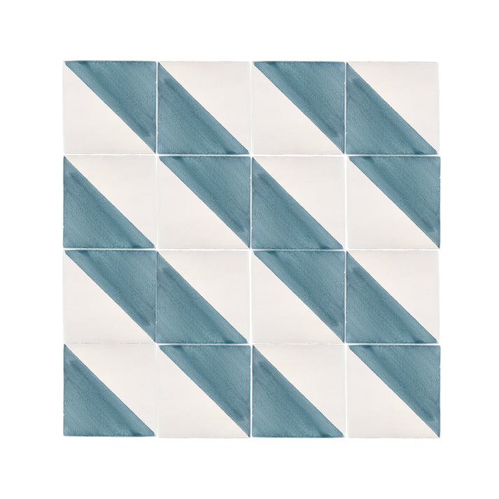 50/50 Blue 6x6 Hand Painted Artisan Ceramic Tile-Main Inventory-All Products,Patterns-Riad Tile