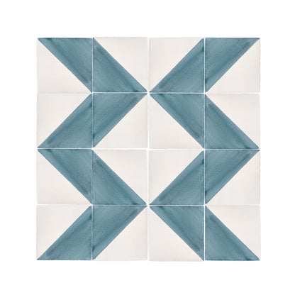 50/50 Blue 6x6 Hand Painted Artisan Ceramic Tile-Main Inventory-All Products,Patterns-Riad Tile