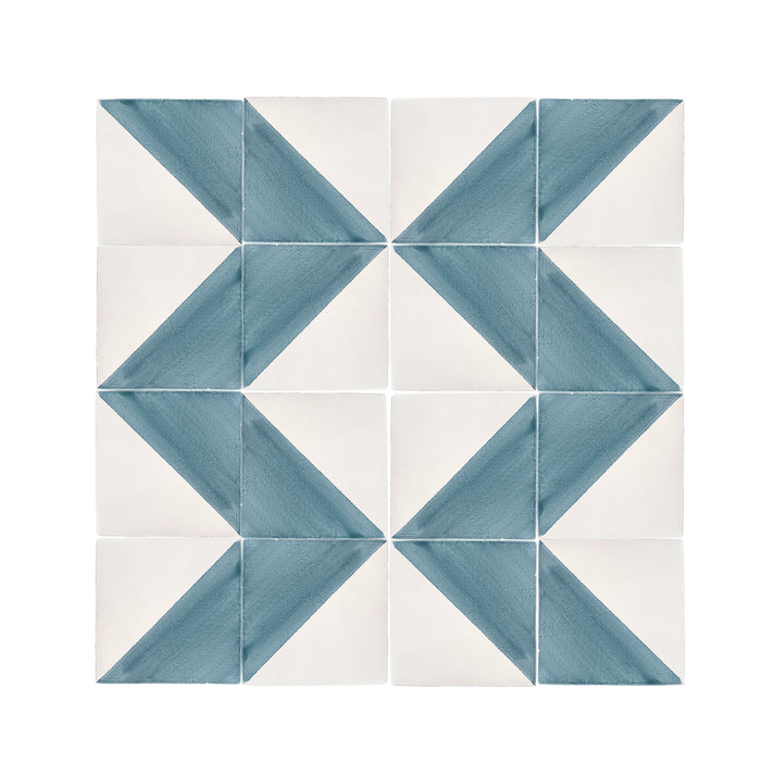 50/50 Blue 6x6 Hand Painted Artisan Ceramic Tile-Main Inventory-All Products,Patterns-Riad Tile