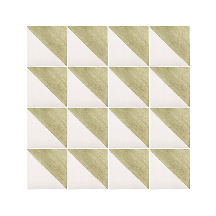 50/50 Green 6x6 Hand Painted Artisan Ceramic Tile-Main Inventory-All Products,Patterns-Riad Tile
