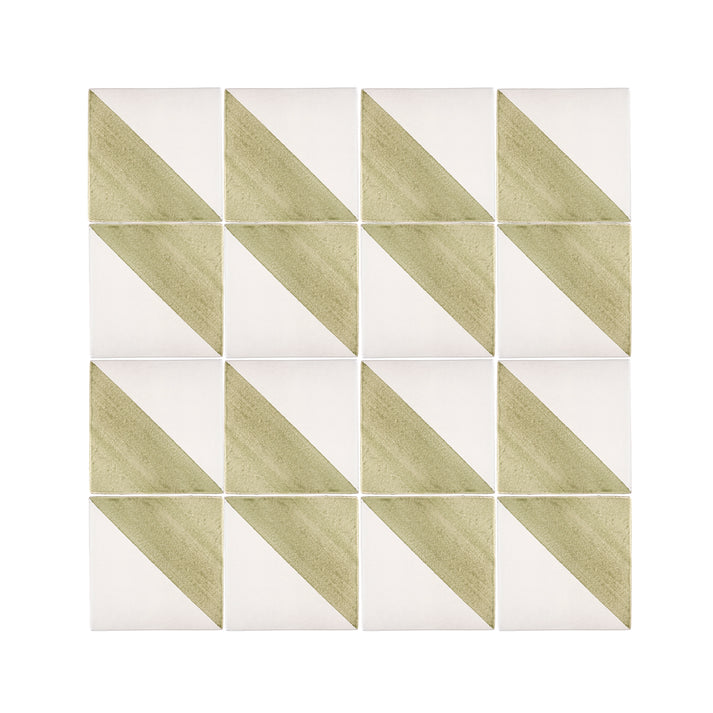 50/50 Green 6x6 Hand Painted Artisan Ceramic Tile-Main Inventory-All Products,Patterns-Riad Tile
