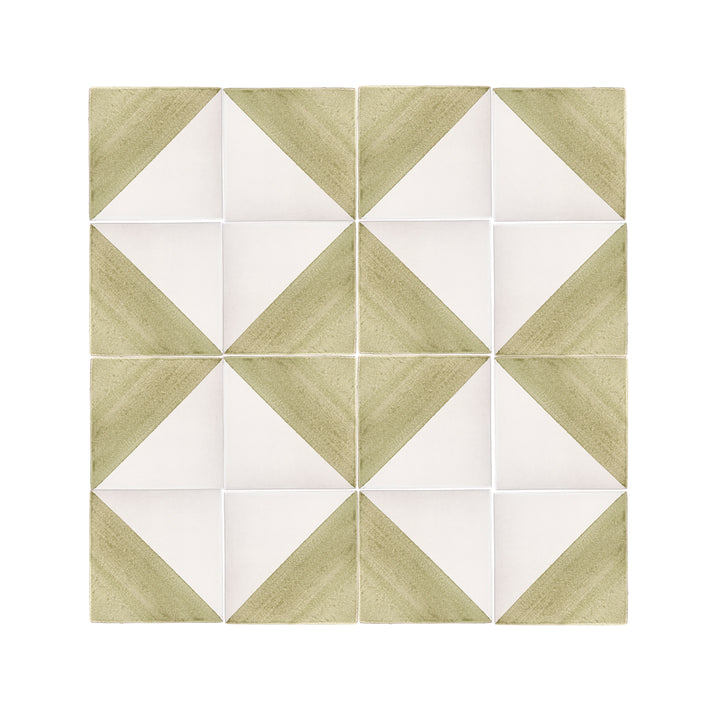 50/50 Green 6x6 Hand Painted Artisan Ceramic Tile-Main Inventory-All Products,Patterns-Riad Tile
