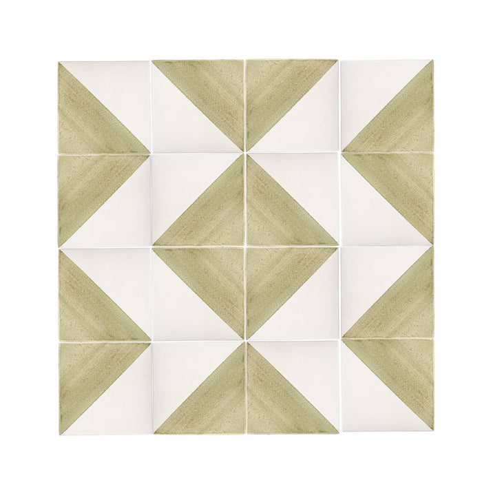 50/50 Green 6x6 Hand Painted Artisan Ceramic Tile-Main Inventory-All Products,Patterns-Riad Tile