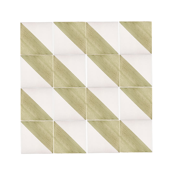 50/50 Green 6x6 Hand Painted Artisan Ceramic Tile-Main Inventory-All Products,Patterns-Riad Tile