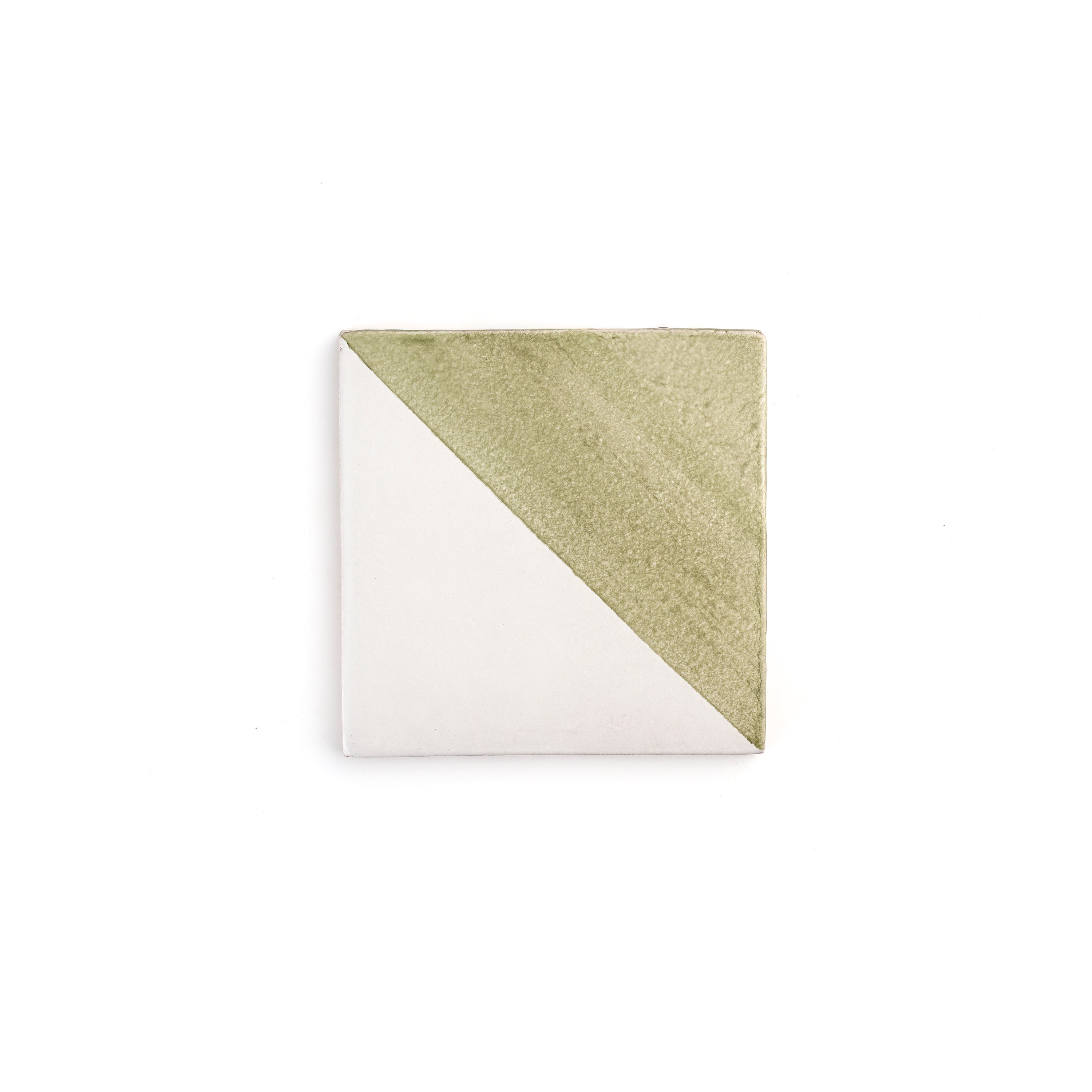 50/50 Green 6x6 Hand Painted Artisan Ceramic Tile