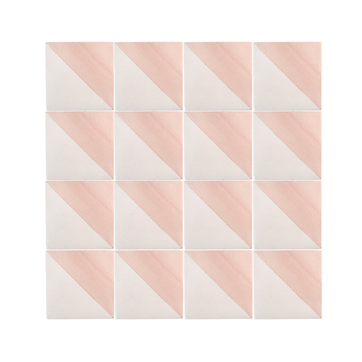 50/50 Pink 6x6 Hand Painted Artisan Ceramic Tile-Main Inventory-All Products,Patterns-Riad Tile