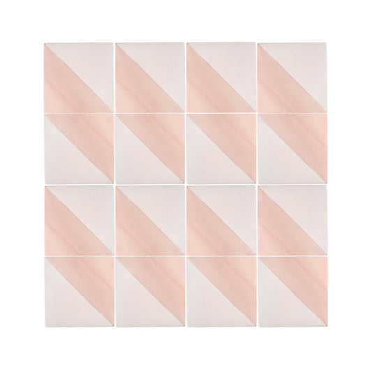 50/50 Pink 6x6 Hand Painted Artisan Ceramic Tile-Main Inventory-All Products,Patterns-Riad Tile