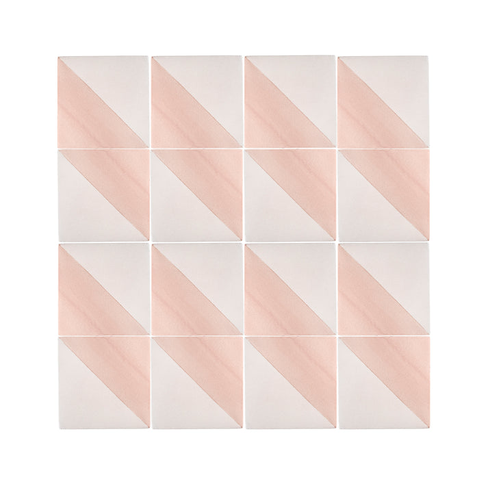50/50 Pink 6x6 Hand Painted Artisan Ceramic Tile-Main Inventory-All Products,Patterns-Riad Tile