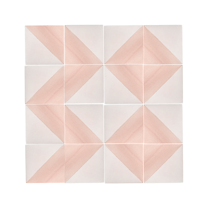 50/50 Pink 6x6 Hand Painted Artisan Ceramic Tile-Main Inventory-All Products,Patterns-Riad Tile
