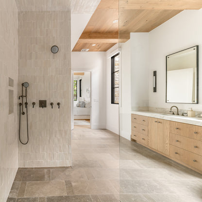 white rectangle zellige in shower
