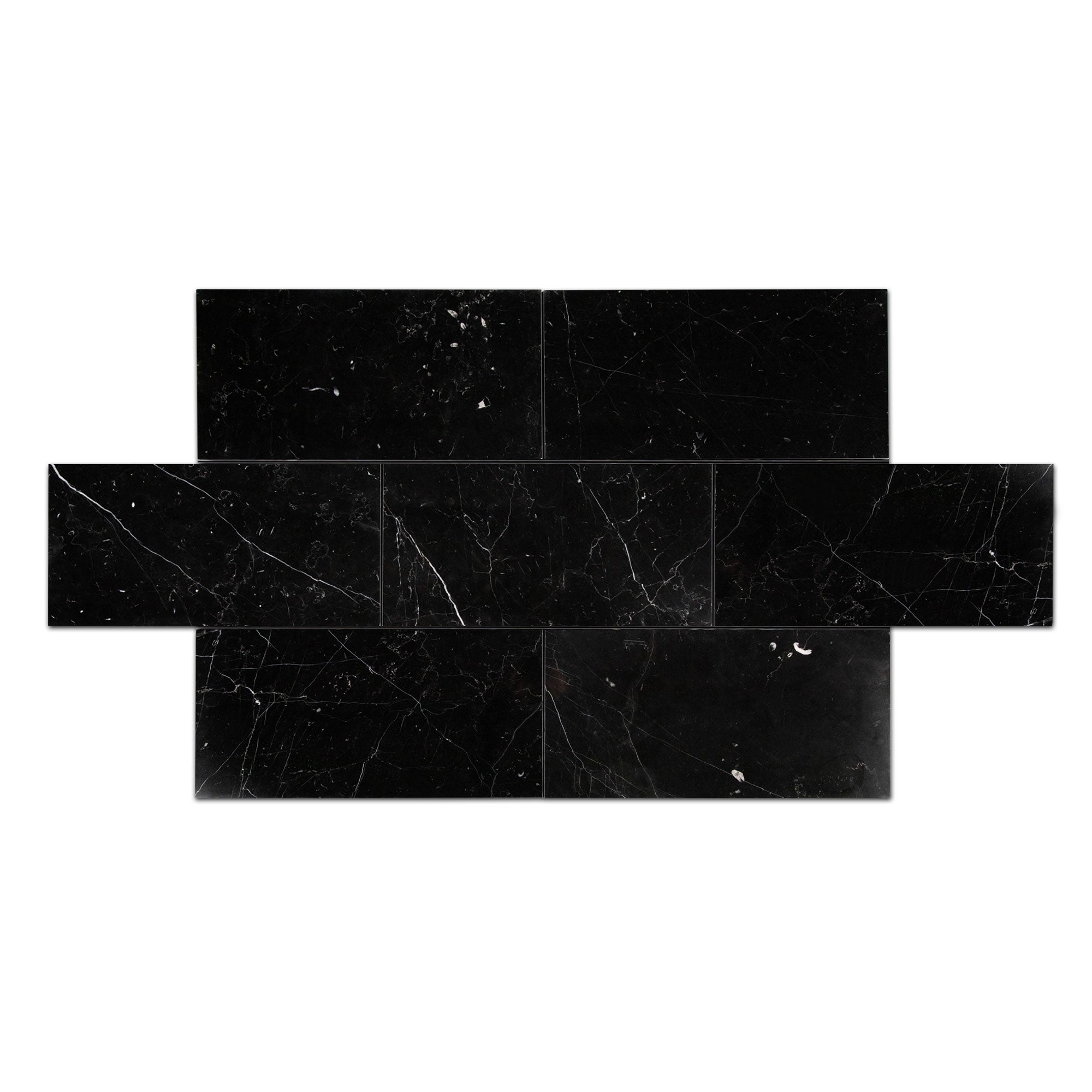 Nero Marquina 6x12 Marble Tile | Honed