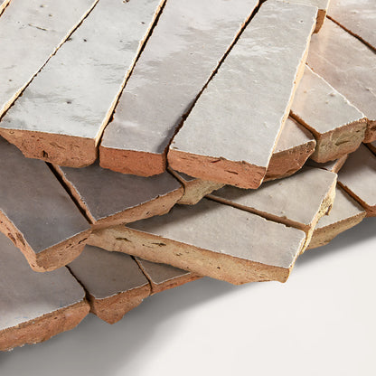 Natural White 1x4 Trapezoid Mosaic Zellige Tile
