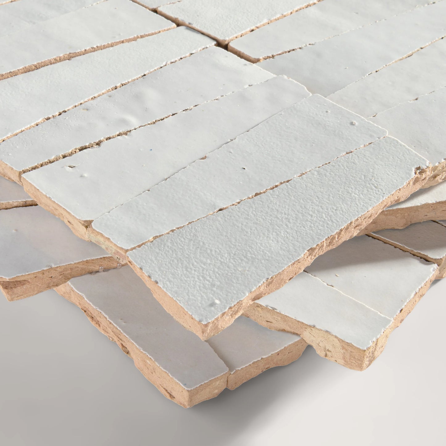 Snow White 1x4 Trapezoid Mosaic Zellige Tile