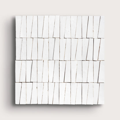 Bright White 1x4 Trapezoid Mosaic Zellige Tile