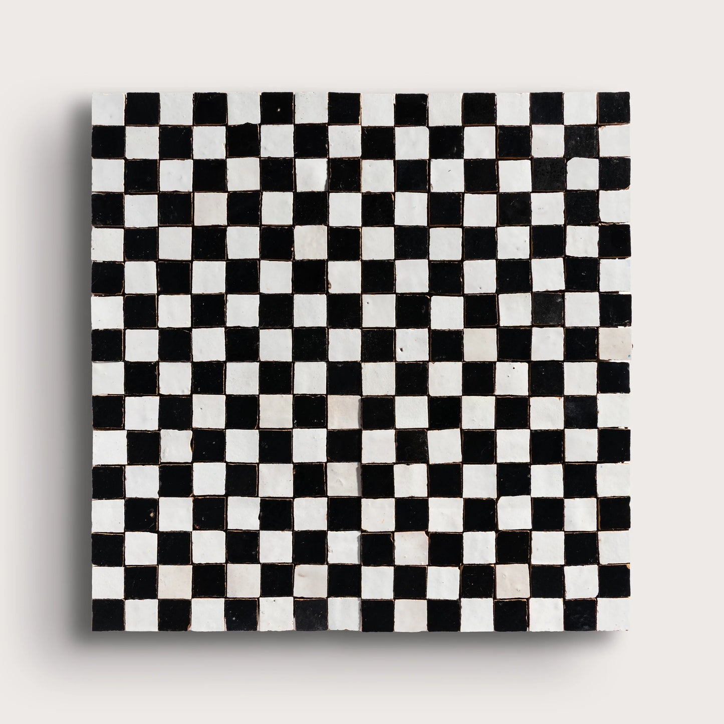 Snow & Black Zellige 1" Checkerboard Mosaic