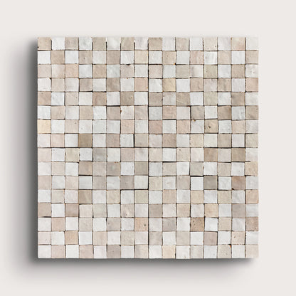 Snow & Natural White Zellige 1" Checkerboard Mosaic