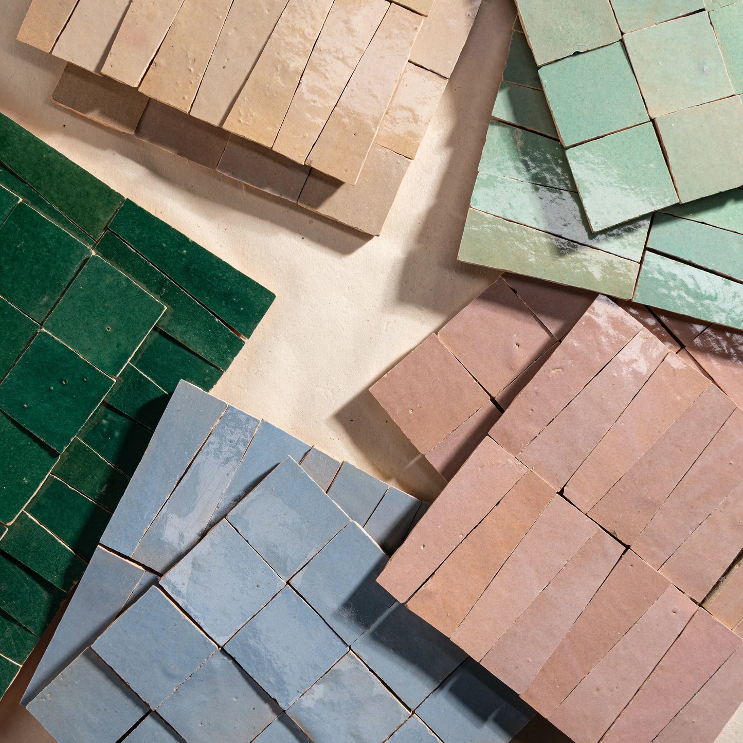 Emerald Green 1x4 Trapezoid Mosaic Zellige Tile