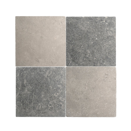 Akal Dark & Azru Grey 12x12 Moroccan Limestone | Tumbled & Honed – Checkerboard Bundle-Main Inventory-All Products,Checkerboard-Riad Tile