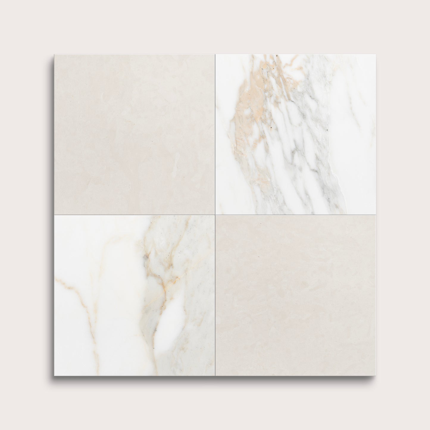 Four square tiles with marble pattern on a white background
