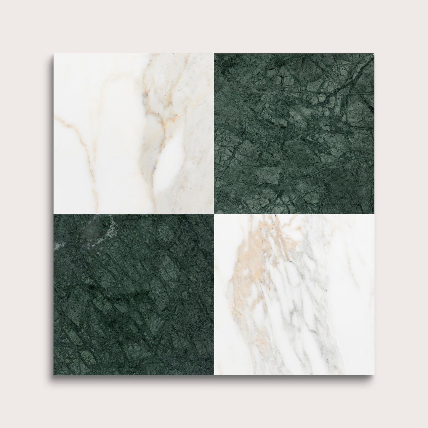 marble square tiles in checkerboard pattern on light grey background