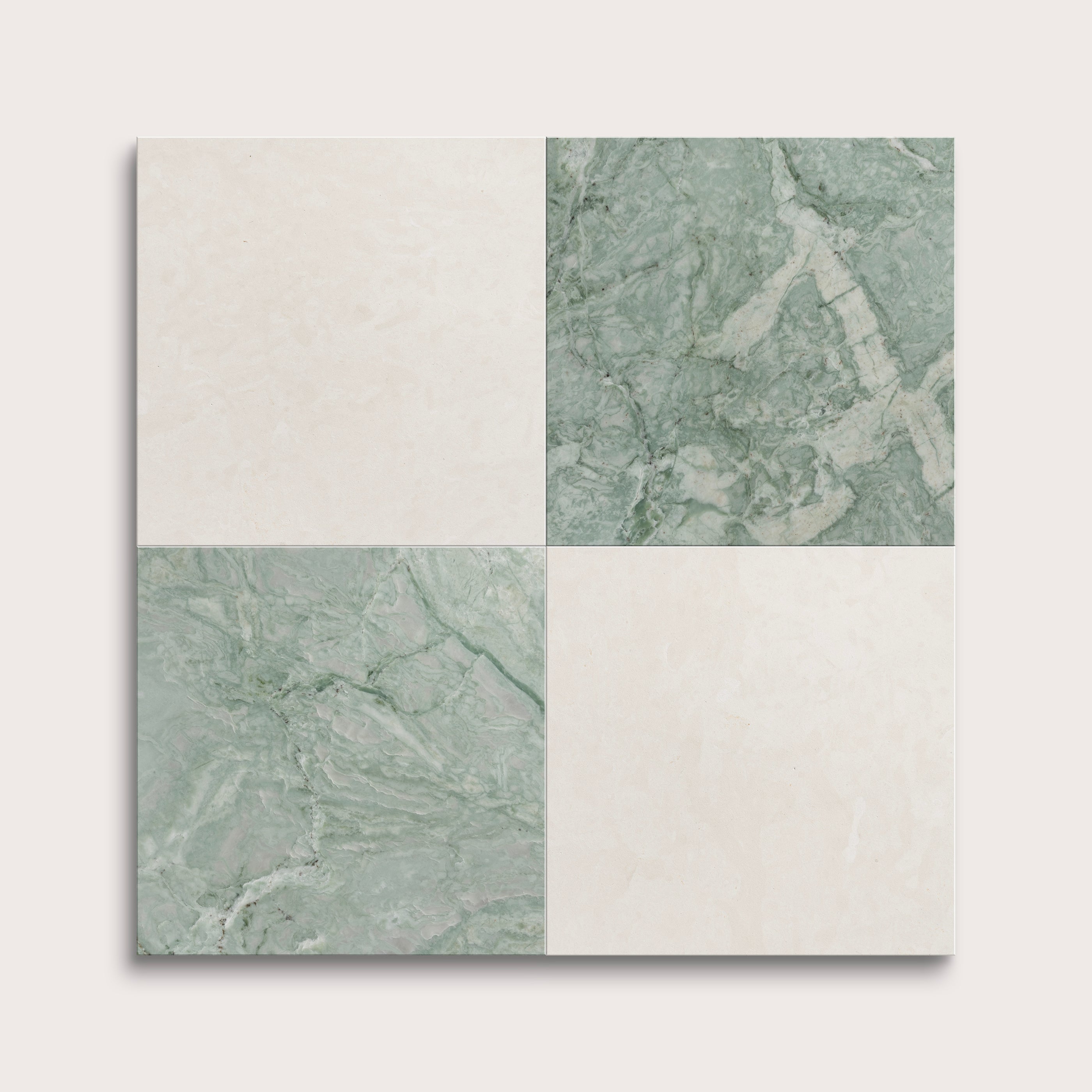 French Linen & Mint Green 12x12 Limestone & Marble | Honed - Checkerboard Bundle
