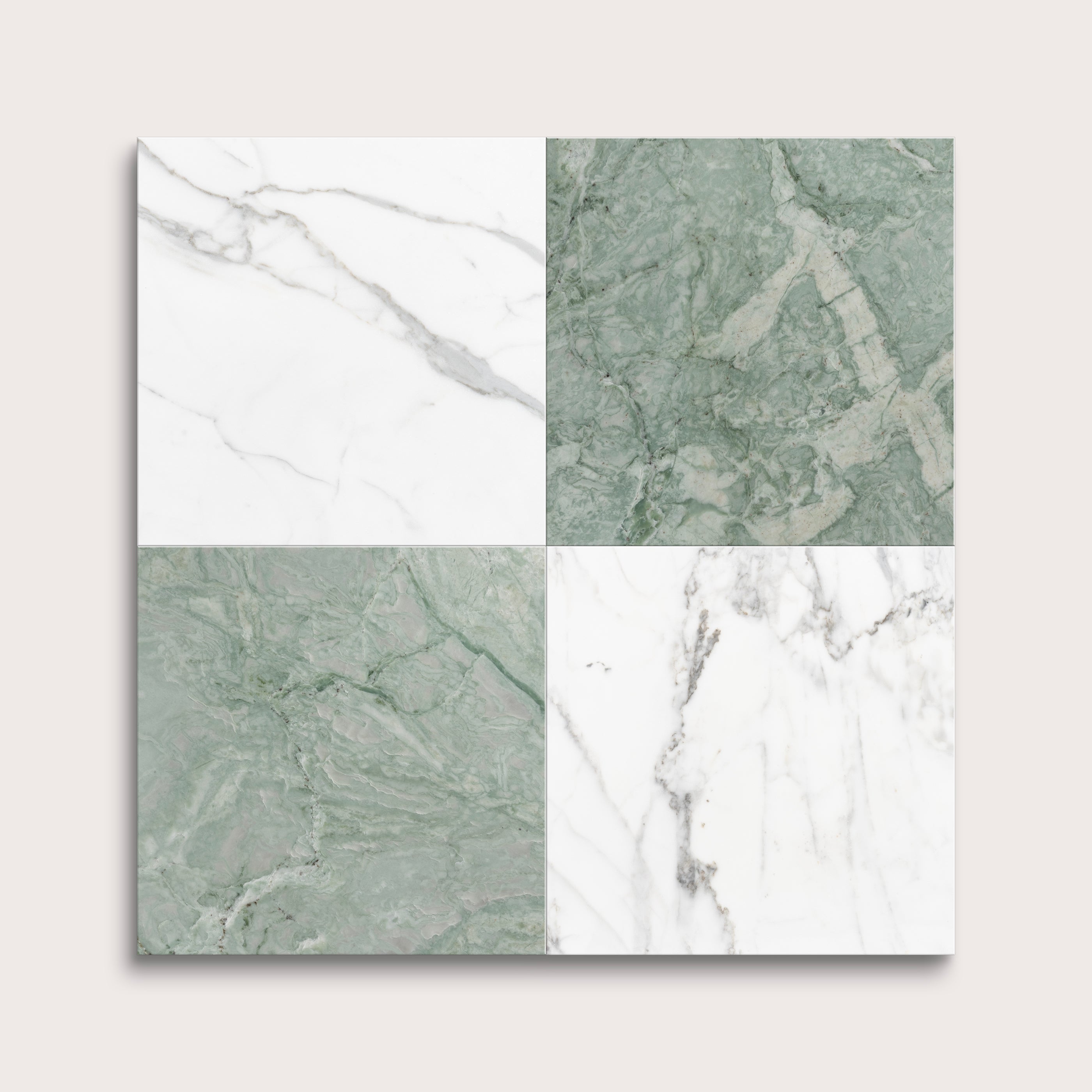 marble square tiles in checkerboard pattern on light grey background