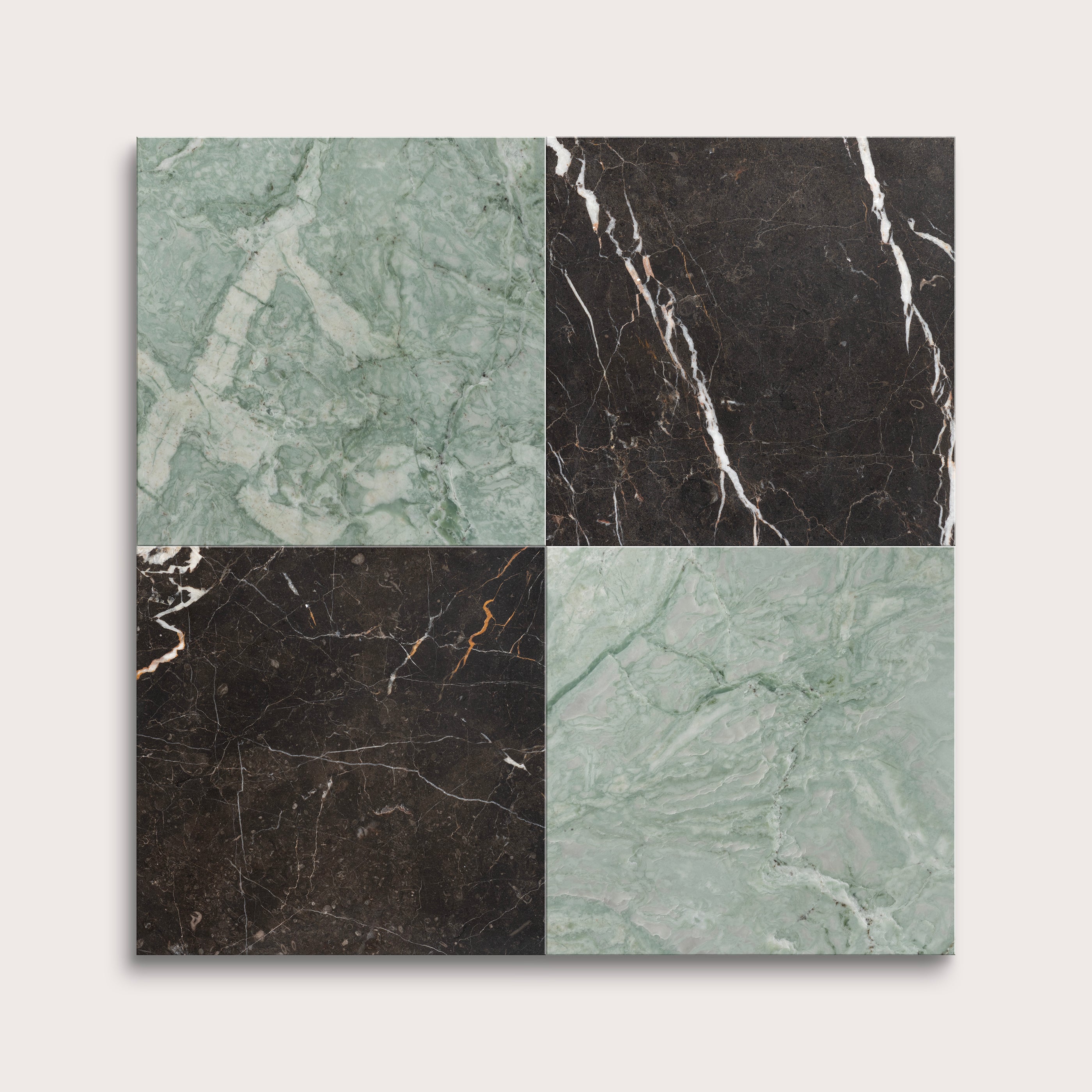 marble square tiles in checkerboard pattern on light grey background