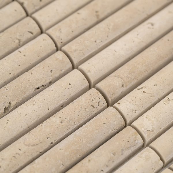 Beige Travertine Cabochon Pencil Mosaic Tile | Honed