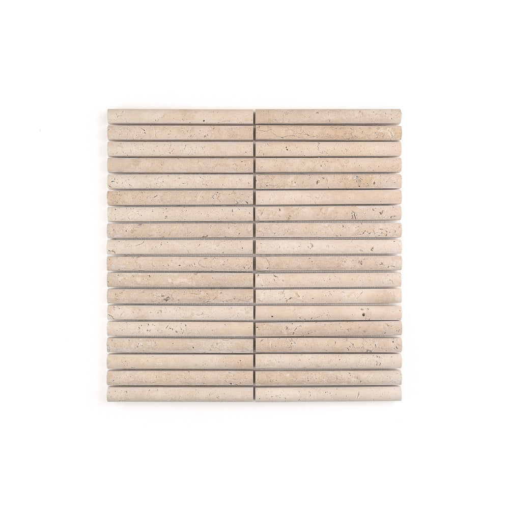 Beige Travertine Cabochon Pencil Mosaic Tile | Honed