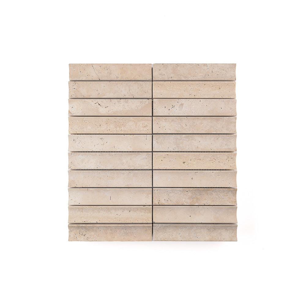 Beige Travertine Fluted Mosaic Tile | Honed