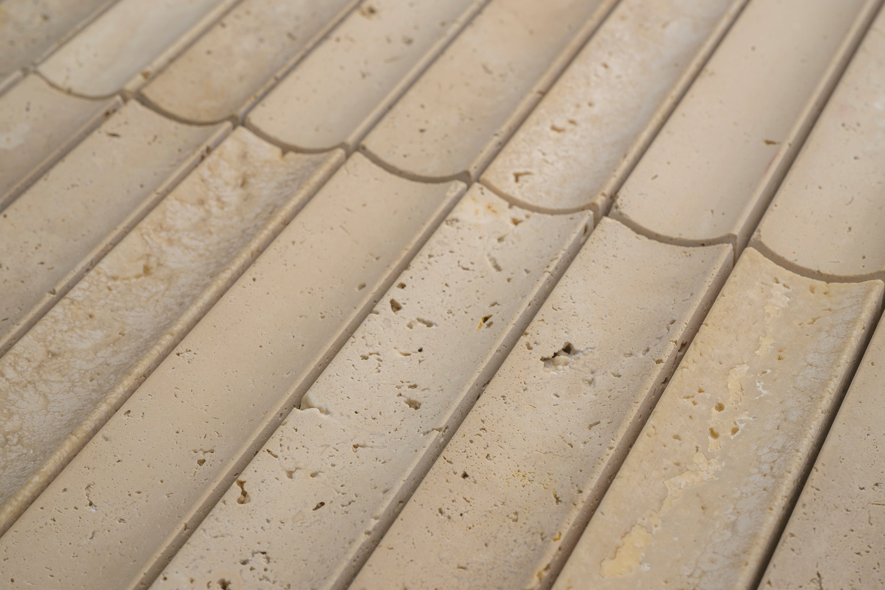 Beige Travertine Fluted Mosaic Tile | Honed-Main Inventory-All Products,Natural Stone,Solids-Riad Tile