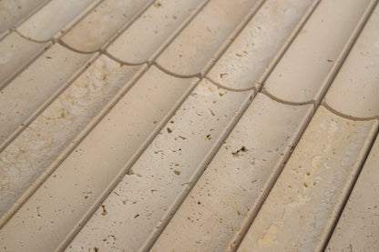 Beige Travertine Fluted Mosaic Tile | Honed-Main Inventory-All Products,Natural Stone,Solids-Riad Tile