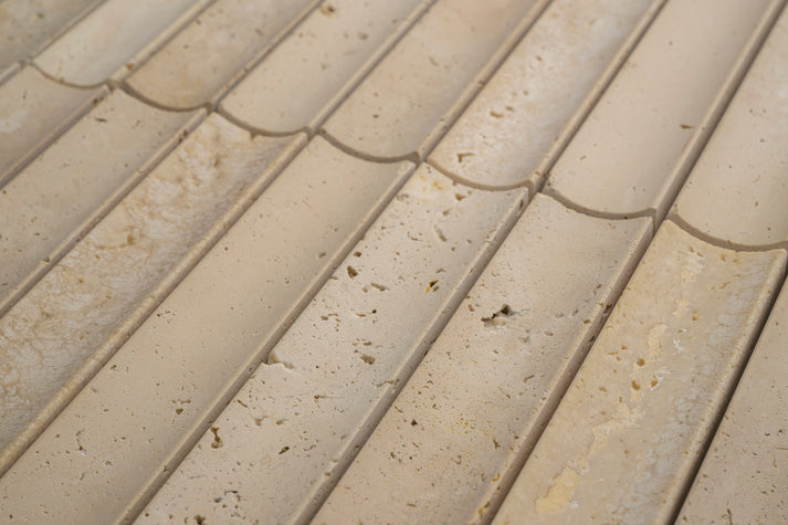 Beige Travertine Fluted Mosaic Tile | Honed-Main Inventory-All Products,Natural Stone,Solids-Riad Tile