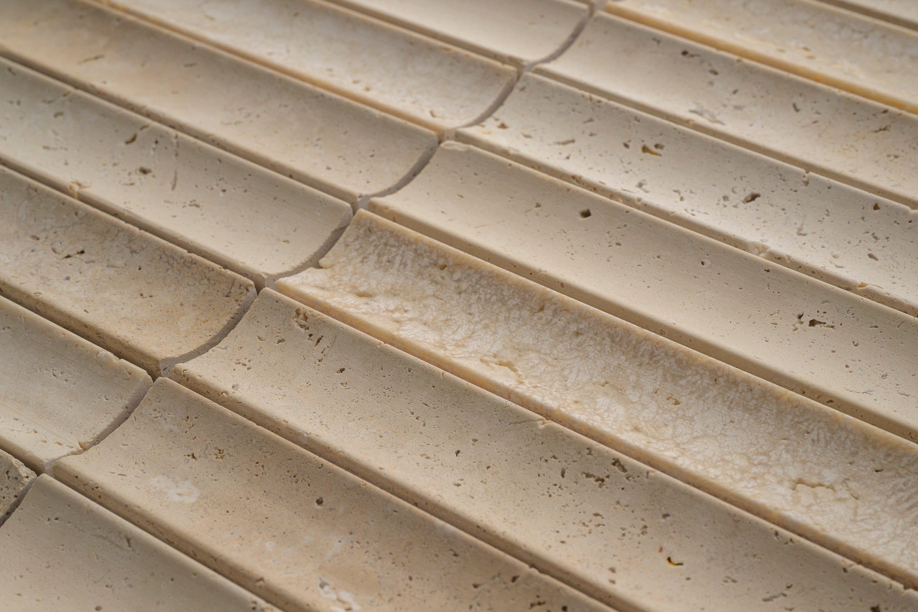 Beige Travertine Fluted Mosaic Tile | Honed-Main Inventory-All Products,Natural Stone,Solids-Riad Tile