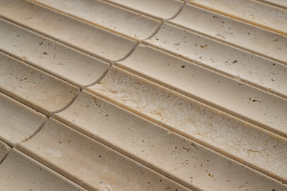 Beige Travertine Fluted Mosaic Tile | Honed-Main Inventory-All Products,Natural Stone,Solids-Riad Tile