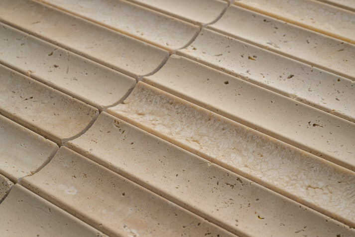 Beige Travertine Fluted Mosaic Tile | Honed-Main Inventory-All Products,Natural Stone,Solids-Riad Tile