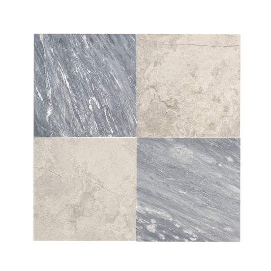 Beige Wave Cross Cut & Bardiglio Grey Dark 12x12 Marble | Honed - Checkerboard Bundle-Main Inventory-All Products,Checkerboard,Natural Stone-Riad Tile