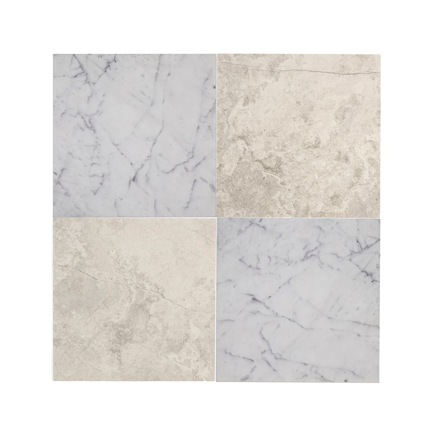 Beige Wave Cross Cut & Italian Statuary 12x12 Marble | Honed - Checkerboard Bundle-Main Inventory-All Products,Checkerboard,Natural Stone-Riad Tile