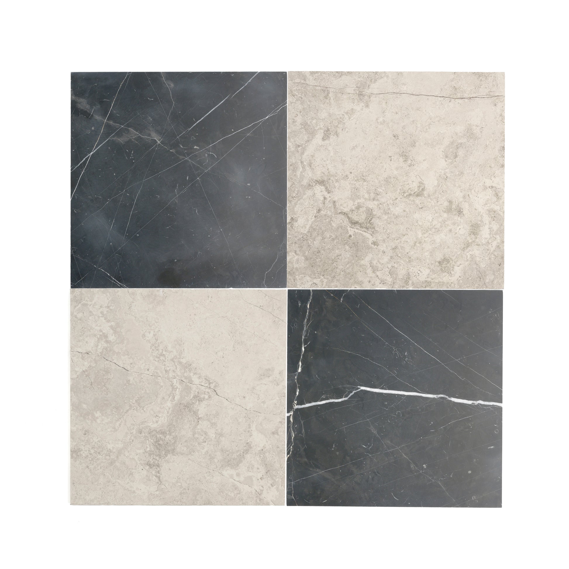 Beige Wave Cross Cut & Nero Marquina 18x18 Marble | Honed - Checkerboard Bundle-Main Inventory-All Products,Checkerboard,Natural Stone-Riad Tile