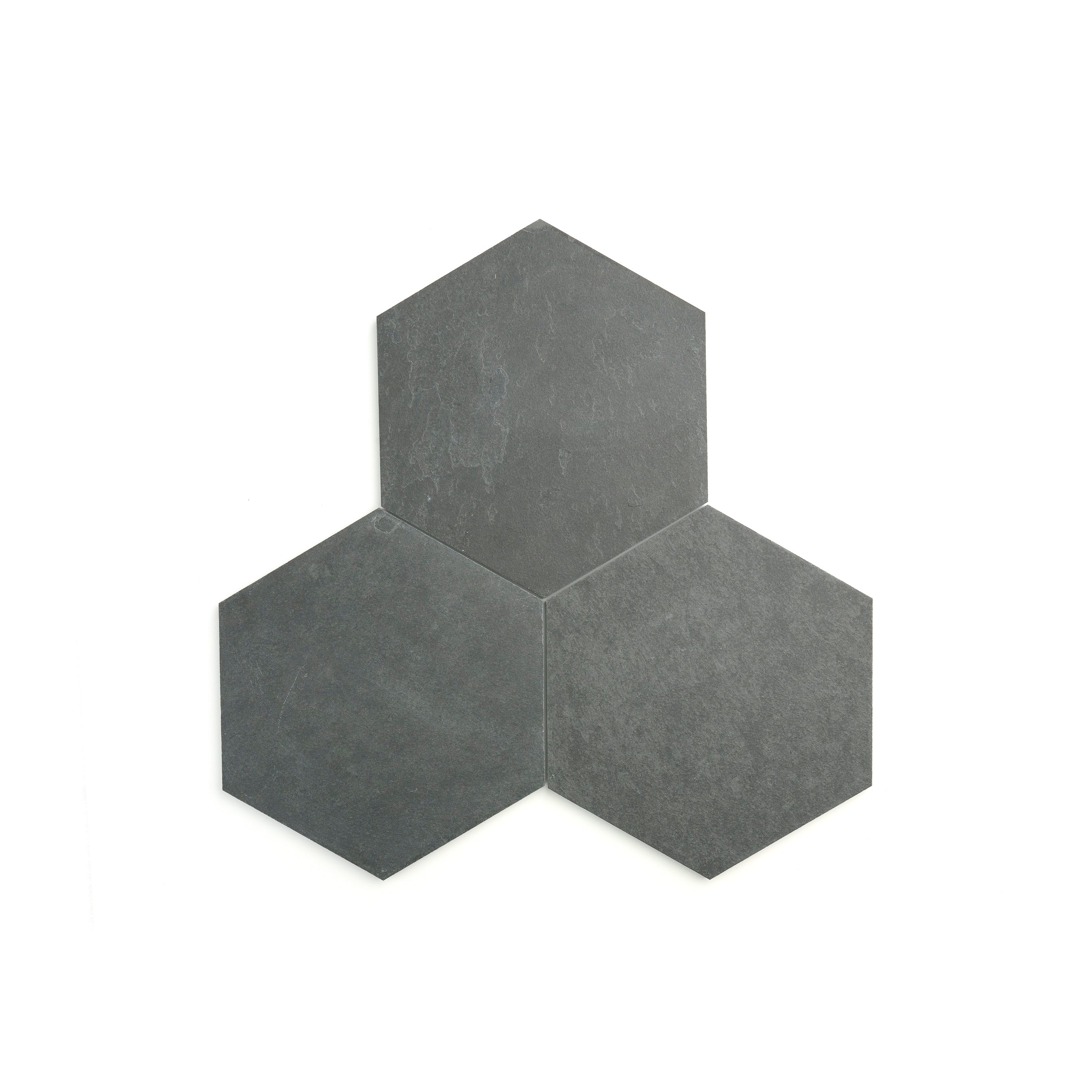 Black 10 Inch Hexagon Brazilian Slate